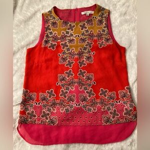 Rose & Olive…Floral Sleeveless Top - Red and Pink